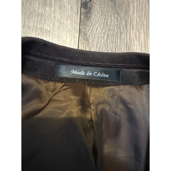 Chaps Brown Mens Blazer 46R Polyester Faux Suede Two-Button Suit Jacket Single V - Picture 3 of 14